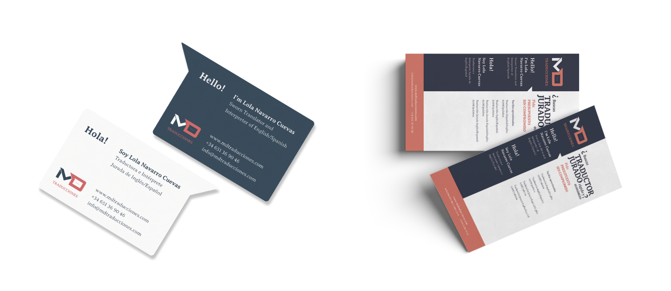 MD Translations business cards and printed material