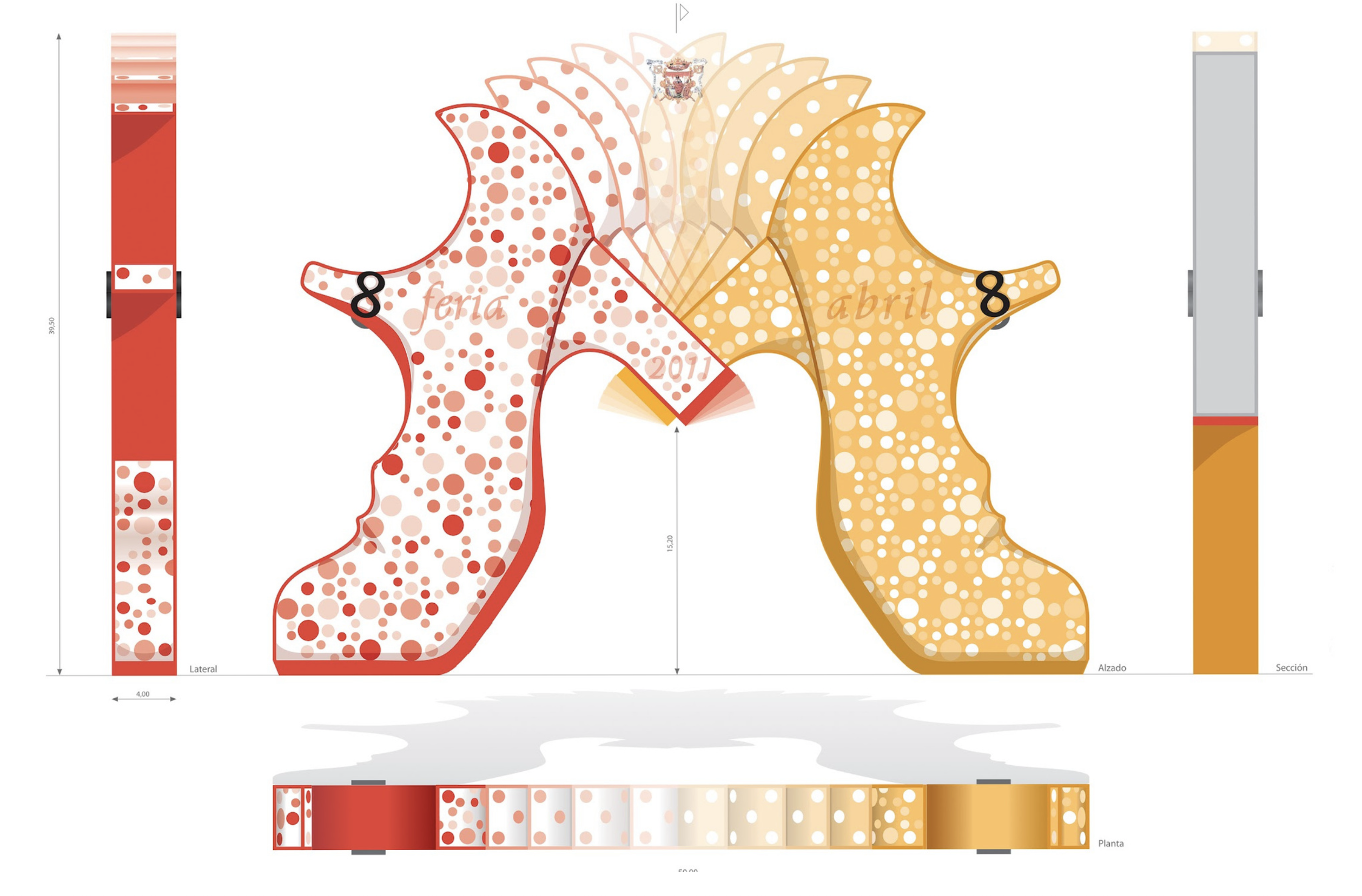 2011 April Fair entrance proposal with fan-inspired modular structure
